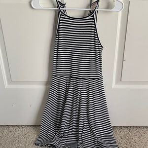 Black and white striped tank dress